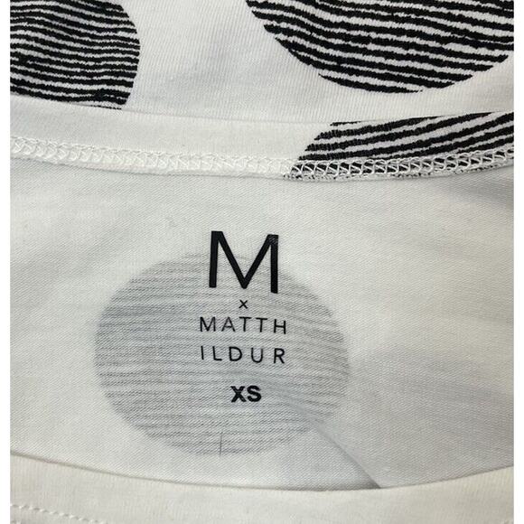 M x Matthildur Ashley Swing Top Black Dot Asymmetrical Hem Short Sleeve Size XS - Picture 5 of 6